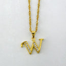 Women Gold Color Initial Pendant And Chain With Cubic Zircon