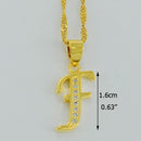 Women Gold Color Initial Pendant And Chain With Cubic Zircon-Choose Letter F-45cm Thin Chain-JadeMoghul Inc.