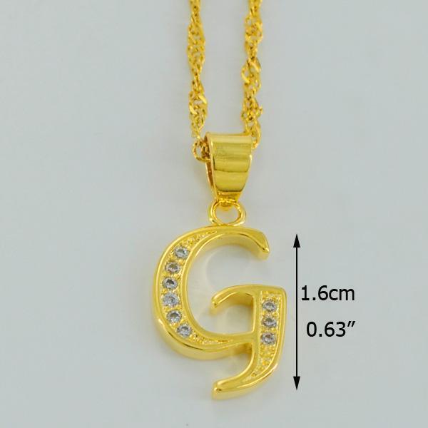 Women Gold Color Initial Pendant And Chain With Cubic Zircon-Choose Letter G-45cm Thin Chain-JadeMoghul Inc.
