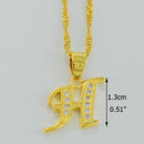 Women Gold Color Initial Pendant And Chain With Cubic Zircon-Choose Letter H-45cm Thin Chain-JadeMoghul Inc.
