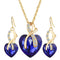 Women Gold Color Love Crystal Heart Jewelry Set-NJCS108blue-JadeMoghul Inc.