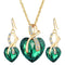 Women Gold Color Love Crystal Heart Jewelry Set-NJCS108green-JadeMoghul Inc.