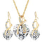 Women Gold Color Love Crystal Heart Jewelry Set-NJCS108white-JadeMoghul Inc.