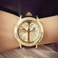 Women Gold Tree Of Life Leather strap Wrist Watch-Full Tree-JadeMoghul Inc.