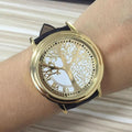 Women Gold Tree Of Life Leather strap Wrist Watch-White Tree-JadeMoghul Inc.