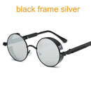 Women Gothic Steam Punk Round Shaped Sunglasses-6631 black f silver-JadeMoghul Inc.