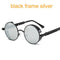 Women Gothic Steam Punk Round Shaped Sunglasses-6631 black f silver-JadeMoghul Inc.