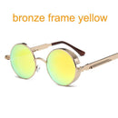 Women Gothic Steam Punk Round Shaped Sunglasses-6631 bronze f yellow-JadeMoghul Inc.