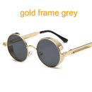 Women Gothic Steam Punk Round Shaped Sunglasses-6631 gold f grey-JadeMoghul Inc.