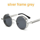 Women Gothic Steam Punk Round Shaped Sunglasses-6631 silver f grey-JadeMoghul Inc.