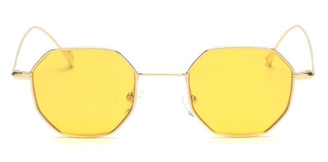 Women Hexagonal Color Tinted Sunglasses With 100% UV 400 Protection-clear yellow-as shown in photo-JadeMoghul Inc.
