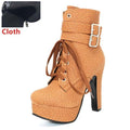 Women High Heel Ankle Boots With Zipper Closure-yellow cloth-11-JadeMoghul Inc.