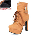 Women High Heel Ankle Boots With Zipper Closure-yellow short velet-11-JadeMoghul Inc.