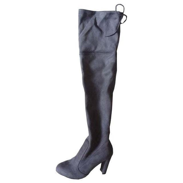 Women High Heeled Over the Knee Boots-dark grey-4-JadeMoghul Inc.