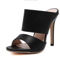 Women High Heels Mules shoes - Women Black Roman Gladiator Sandals Shoes Lady Pumps High-Heeled Slippers-Black leather-5-JadeMoghul Inc.