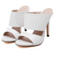 Women High Heels Mules shoes - Women Black Roman Gladiator Sandals Shoes Lady Pumps High-Heeled Slippers-white leather-5-JadeMoghul Inc.