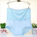 Women High Waist Flower Lace Body Shaper Panties-light blue-L-JadeMoghul Inc.