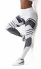 Women High Waist Geometric Design Leggings/ Workout Pants-White-L-JadeMoghul Inc.