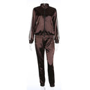 Women Hooded Leisure Track Suit Set-Brown-L-JadeMoghul Inc.