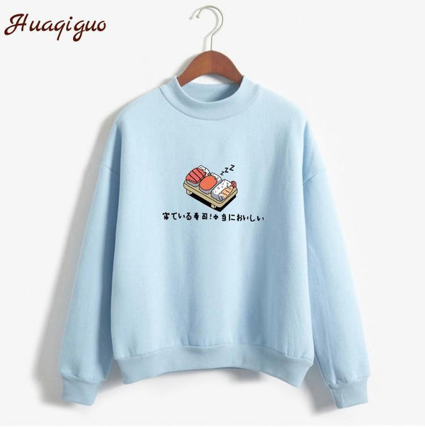 Women Hoodies 2017 Autumn Winter Sweatshirts Cartoon Kawaii Sushi Japanese Print Fleece Loose Moletom Feminino Harajuku Pullover-blue-M-JadeMoghul Inc.