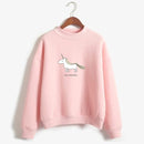 Women Hoodies Female Long Sleeve Fleece Turtleneck Sweatshirt 2017 Autumn Winter Kawaii Unicorn Print Harajuku Casual Pullover-pink-M-JadeMoghul Inc.