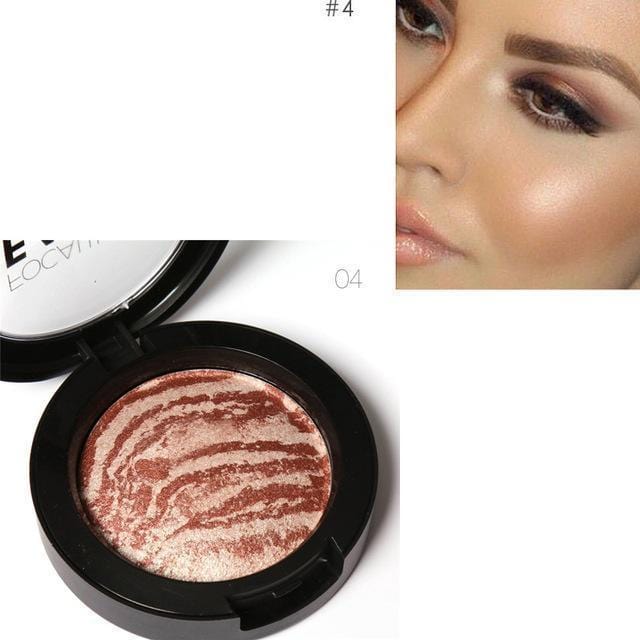 Women Illuminating Shimmer Finish Baked Marble Effect Blush Palette-4-JadeMoghul Inc.