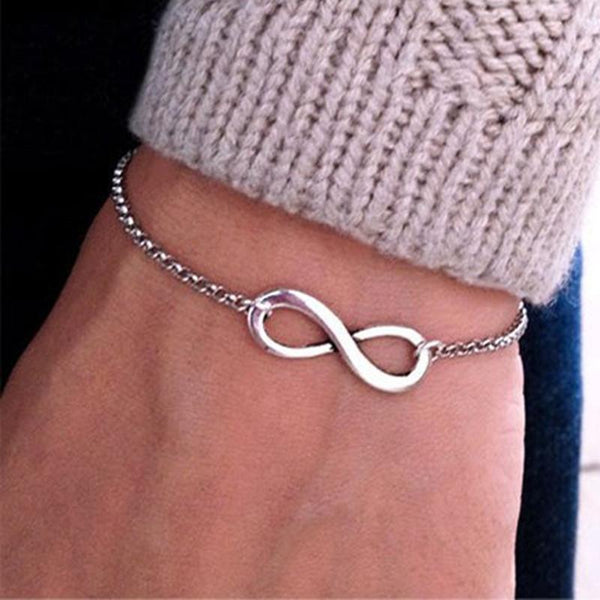 Women Infinity Charm Link Chain Bracelet-Silver-JadeMoghul Inc.