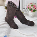 Women Knee High Lace Boots-Brown-4.5-JadeMoghul Inc.