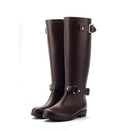 Women Knee Length Zipper Rain Boots-Brown-5-JadeMoghul Inc.