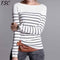 Women Knitted Cashmere Wool Striped Sweater
