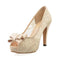 Women Lace 5 Inch Platform Stiletto Heels With Bow Detailing And Zipper Closure-Beige1-5-JadeMoghul Inc.