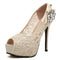 Women Lace 5 Inch Platform Stiletto Heels With Bow Detailing And Zipper Closure-Beige2-5-JadeMoghul Inc.