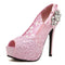 Women Lace 5 Inch Platform Stiletto Heels With Bow Detailing And Zipper Closure-Pink2-5-JadeMoghul Inc.