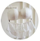 Women Lace Embroidery Wire Free Bra And All Lace Panties Set-White-70A or 32A pants S-JadeMoghul Inc.