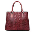 Women Large Capacity Faux Leather Snake Skin Embossed Office Bag / Hand Bag-Red-China-32X14X24cm-JadeMoghul Inc.