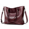 Women Large Capacity Patent Leather Solid Color Shoulder Bag-Dark Red-31x28x12cm-JadeMoghul Inc.