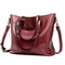 Women Large Capacity Patent Leather Solid Color Shoulder Bag-Wine Red-31x28x12cm-JadeMoghul Inc.