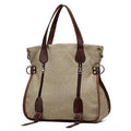 Women Large capacity Tote Bag With Zipper And Buckle Strap Detailing-Khaki-China-40x37x15cm-JadeMoghul Inc.