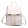 Women Leather Backpack With Metal Plate Detailing AExp