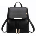 Women Leather Backpack With Metal Plate Detailing AExp