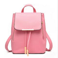 Women Leather Backpack With Metal Plate Detailing AExp