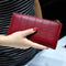 Women Leather Purse Plaid Wallets Long Ladies Colorful Walet Red Clutch 10 Card Holder Coin Bag Female Double Zipper Wallet Girl-Black-JadeMoghul Inc.