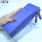 Women Leather Purse Plaid Wallets Long Ladies Colorful Walet Red Clutch 10 Card Holder Coin Bag Female Double Zipper Wallet Girl-Blue-JadeMoghul Inc.
