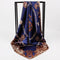 Women Leopard And Chain Print Silk Square Scarf-Navy Blue-90cm-JadeMoghul Inc.