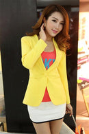 Women Light Weight Blazer In Candy Colors-yellow-S-JadeMoghul Inc.