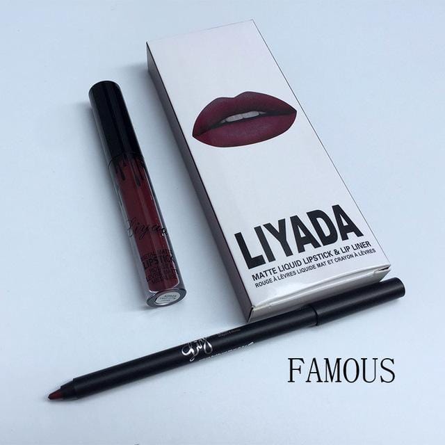 Women Liquid Lasting Water Proof Matte Lipstick And Lip Liner kit-FAMOUS-JadeMoghul Inc.