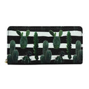 Women Long Cactus Printed Carry All Wallet-Black-JadeMoghul Inc.
