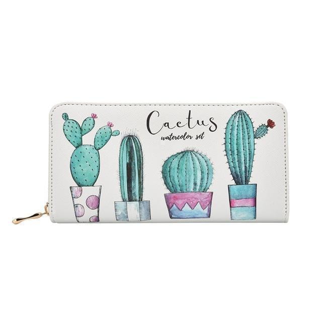 Women Long Cactus Printed Carry All Wallet-Green-JadeMoghul Inc.