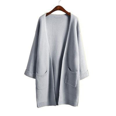 Women Long cardigan style Sweater Coat-gray S031-S-JadeMoghul Inc.