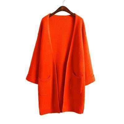 Women Long cardigan style Sweater Coat-Orange red S031-S-JadeMoghul Inc.